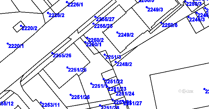 Parcela st. 2251/3 v KÚ Liberec, Katastrální mapa