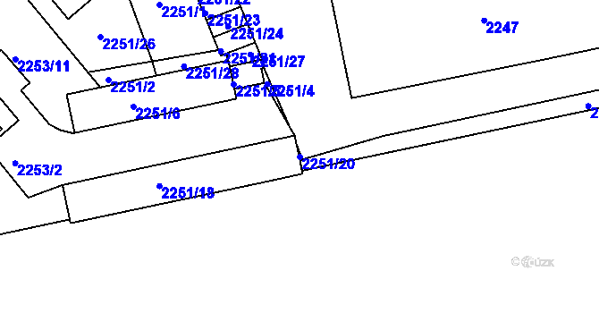 Parcela st. 2251/20 v KÚ Liberec, Katastrální mapa
