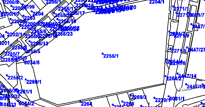 Parcela st. 2255/1 v KÚ Liberec, Katastrální mapa