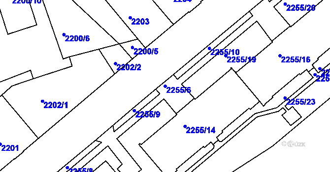 Parcela st. 2255/6 v KÚ Liberec, Katastrální mapa