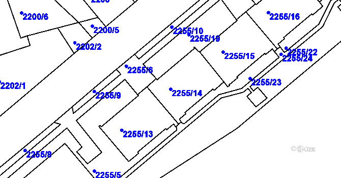 Parcela st. 2255/14 v KÚ Liberec, Katastrální mapa