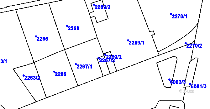 Parcela st. 2269/2 v KÚ Liberec, Katastrální mapa