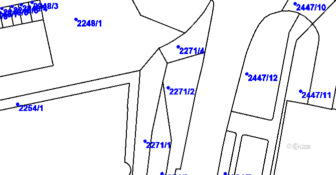 Parcela st. 2271/2 v KÚ Liberec, Katastrální mapa