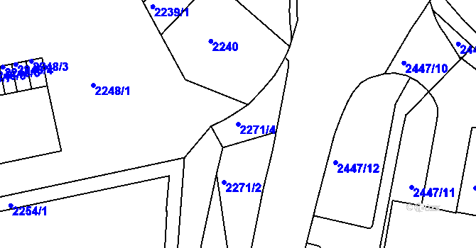 Parcela st. 2271/4 v KÚ Liberec, Katastrální mapa