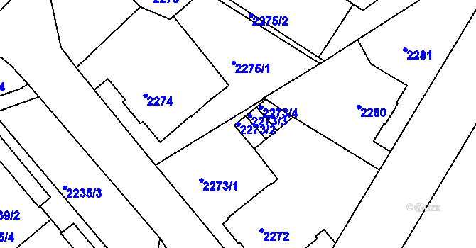 Parcela st. 2273/2 v KÚ Liberec, Katastrální mapa