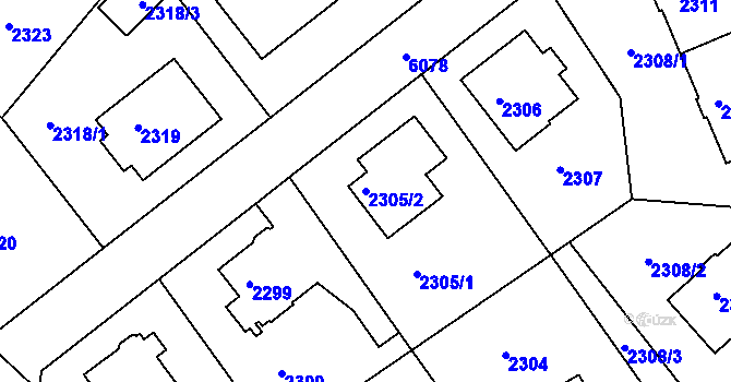Parcela st. 2305/2 v KÚ Liberec, Katastrální mapa