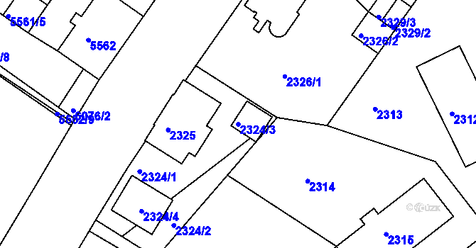 Parcela st. 2324/3 v KÚ Liberec, Katastrální mapa