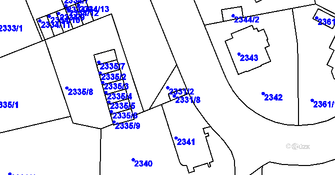 Parcela st. 2331/2 v KÚ Liberec, Katastrální mapa