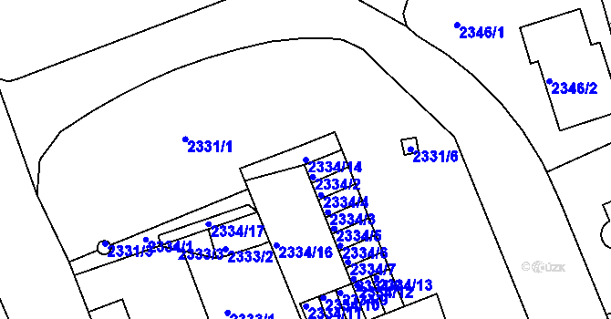 Parcela st. 2334/14 v KÚ Liberec, Katastrální mapa