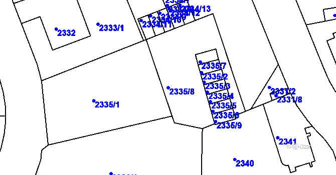 Parcela st. 2335/8 v KÚ Liberec, Katastrální mapa