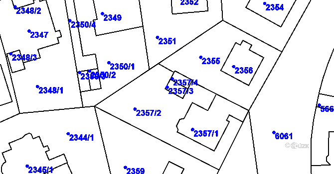 Parcela st. 2357/3 v KÚ Liberec, Katastrální mapa