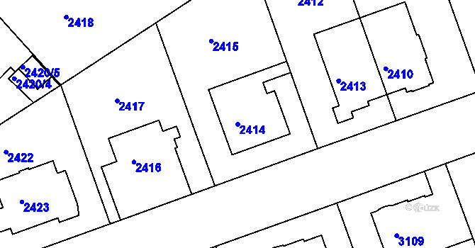 Parcela st. 2414 v KÚ Liberec, Katastrální mapa
