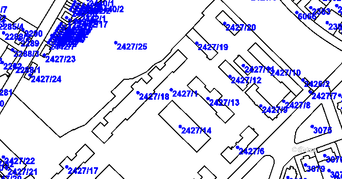 Parcela st. 2427/1 v KÚ Liberec, Katastrální mapa