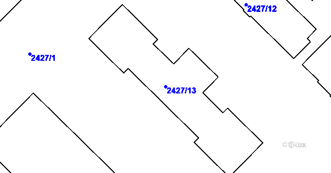 Parcela st. 2427/13 v KÚ Liberec, Katastrální mapa