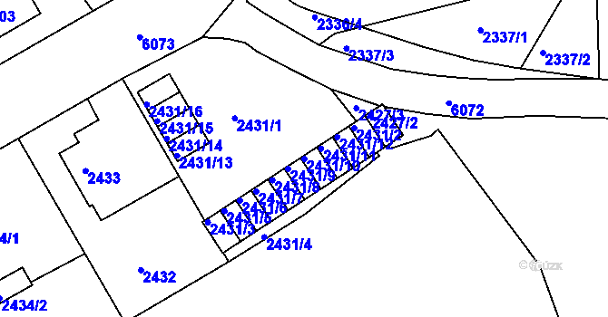 Parcela st. 2431/10 v KÚ Liberec, Katastrální mapa