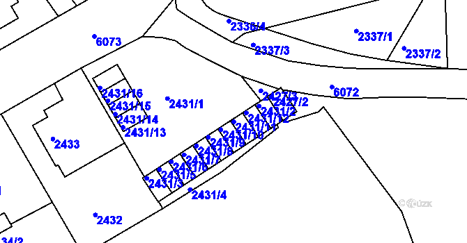 Parcela st. 2431/11 v KÚ Liberec, Katastrální mapa