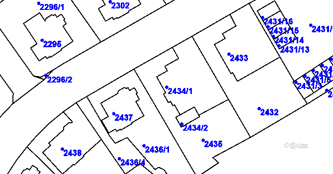 Parcela st. 2434/1 v KÚ Liberec, Katastrální mapa