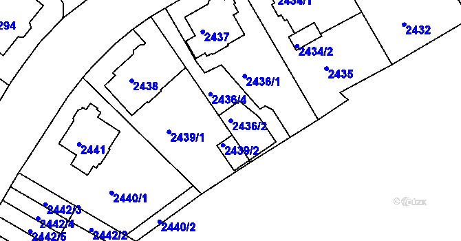 Parcela st. 2436/2 v KÚ Liberec, Katastrální mapa