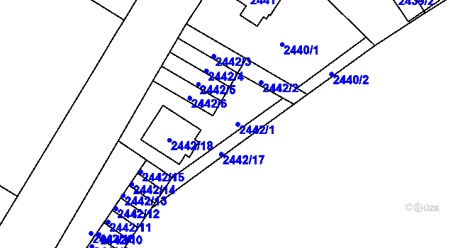 Parcela st. 2442/1 v KÚ Liberec, Katastrální mapa