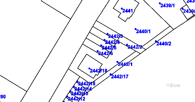 Parcela st. 2442/6 v KÚ Liberec, Katastrální mapa