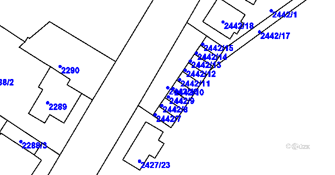 Parcela st. 2442/16 v KÚ Liberec, Katastrální mapa