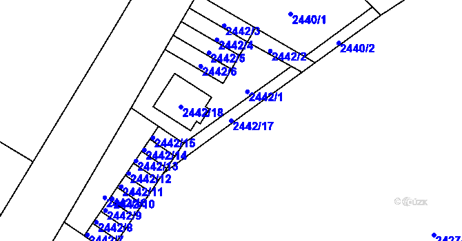 Parcela st. 2442/17 v KÚ Liberec, Katastrální mapa