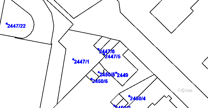 Parcela st. 2447/5 v KÚ Liberec, Katastrální mapa