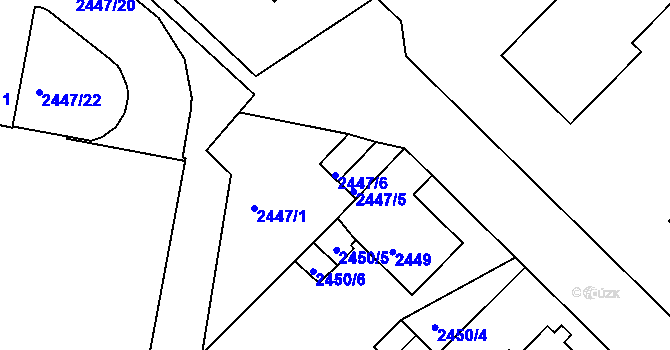 Parcela st. 2447/6 v KÚ Liberec, Katastrální mapa