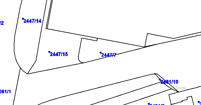 Parcela st. 2447/7 v KÚ Liberec, Katastrální mapa