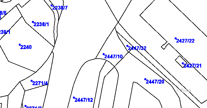 Parcela st. 2447/10 v KÚ Liberec, Katastrální mapa