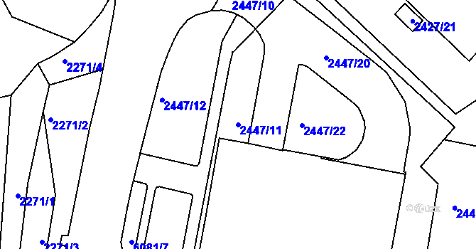 Parcela st. 2447/11 v KÚ Liberec, Katastrální mapa