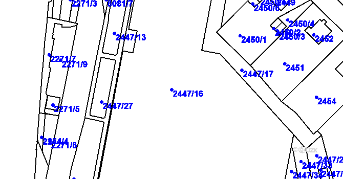 Parcela st. 2447/16 v KÚ Liberec, Katastrální mapa