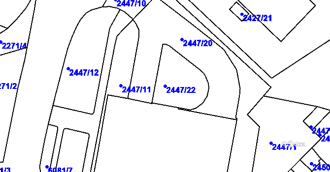 Parcela st. 2447/22 v KÚ Liberec, Katastrální mapa