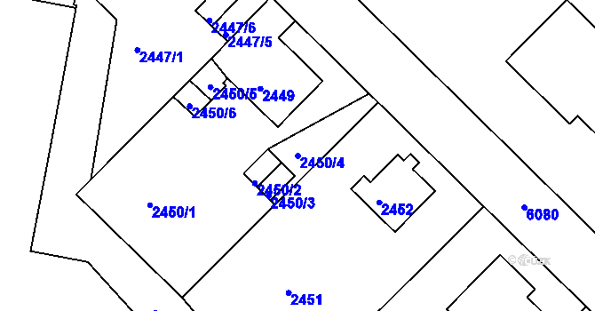Parcela st. 2450/4 v KÚ Liberec, Katastrální mapa