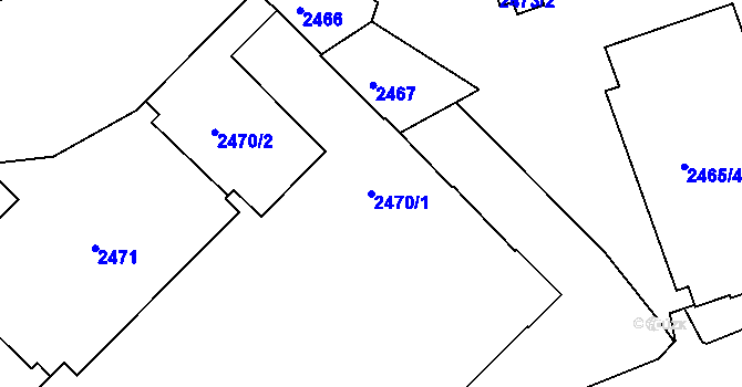 Parcela st. 2470/1 v KÚ Liberec, Katastrální mapa