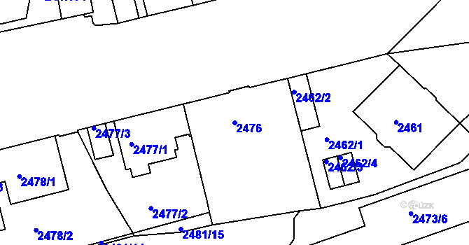 Parcela st. 2476 v KÚ Liberec, Katastrální mapa