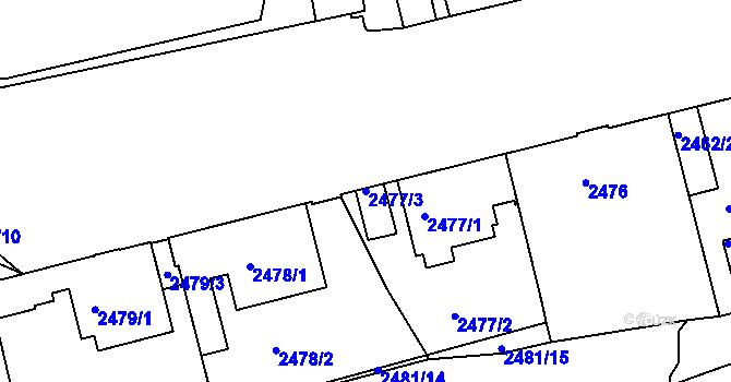 Parcela st. 2477/3 v KÚ Liberec, Katastrální mapa
