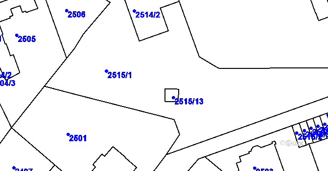 Parcela st. 2515/1 v KÚ Liberec, Katastrální mapa