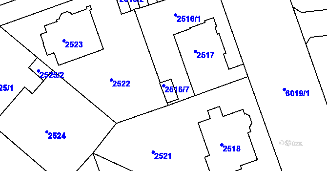 Parcela st. 2516/7 v KÚ Liberec, Katastrální mapa