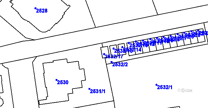 Parcela st. 2532/17 v KÚ Liberec, Katastrální mapa
