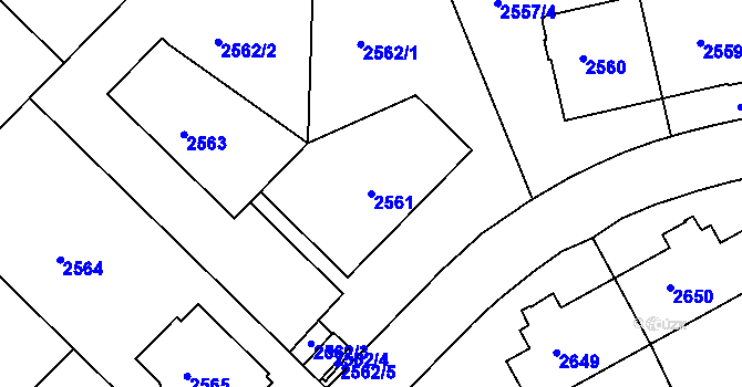 Parcela st. 2561 v KÚ Liberec, Katastrální mapa