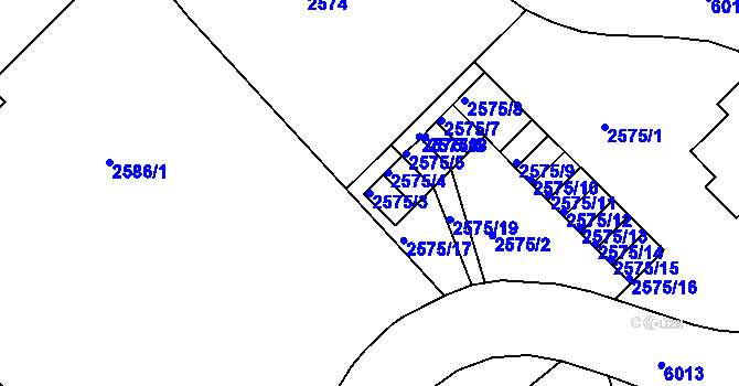 Parcela st. 2575/3 v KÚ Liberec, Katastrální mapa