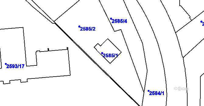 Parcela st. 2585/1 v KÚ Liberec, Katastrální mapa