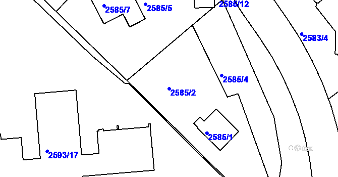 Parcela st. 2585/2 v KÚ Liberec, Katastrální mapa
