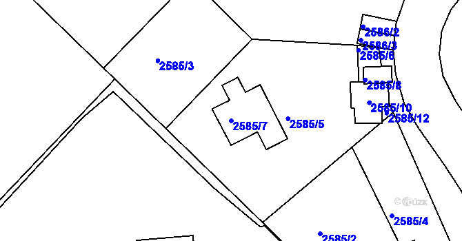 Parcela st. 2585/7 v KÚ Liberec, Katastrální mapa