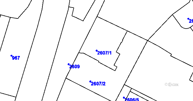 Parcela st. 2607/1 v KÚ Liberec, Katastrální mapa