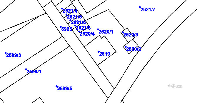 Parcela st. 2619 v KÚ Liberec, Katastrální mapa