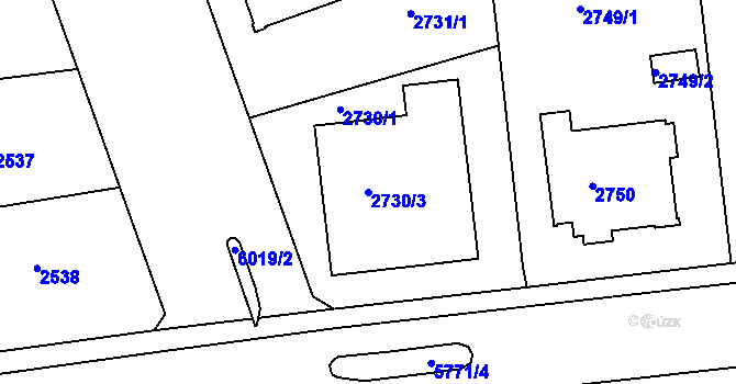 Parcela st. 2730/3 v KÚ Liberec, Katastrální mapa