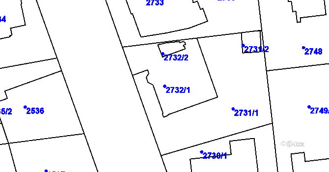 Parcela st. 2732/1 v KÚ Liberec, Katastrální mapa