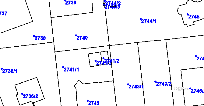 Parcela st. 2741/2 v KÚ Liberec, Katastrální mapa